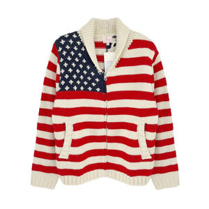 PINK PINEAPPLE Zip Varsity Flag Cardigan XS/S